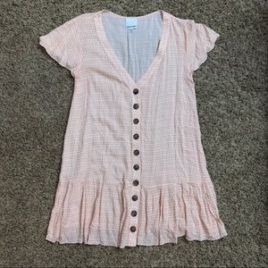 Light Pink and White Pattern Dress With Buttons